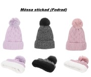 Mössa Tofs stickad