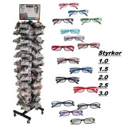Läsglasögonställ sort. styrkor 