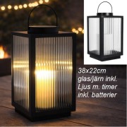 Lykta 38cm  m, ljus-timer